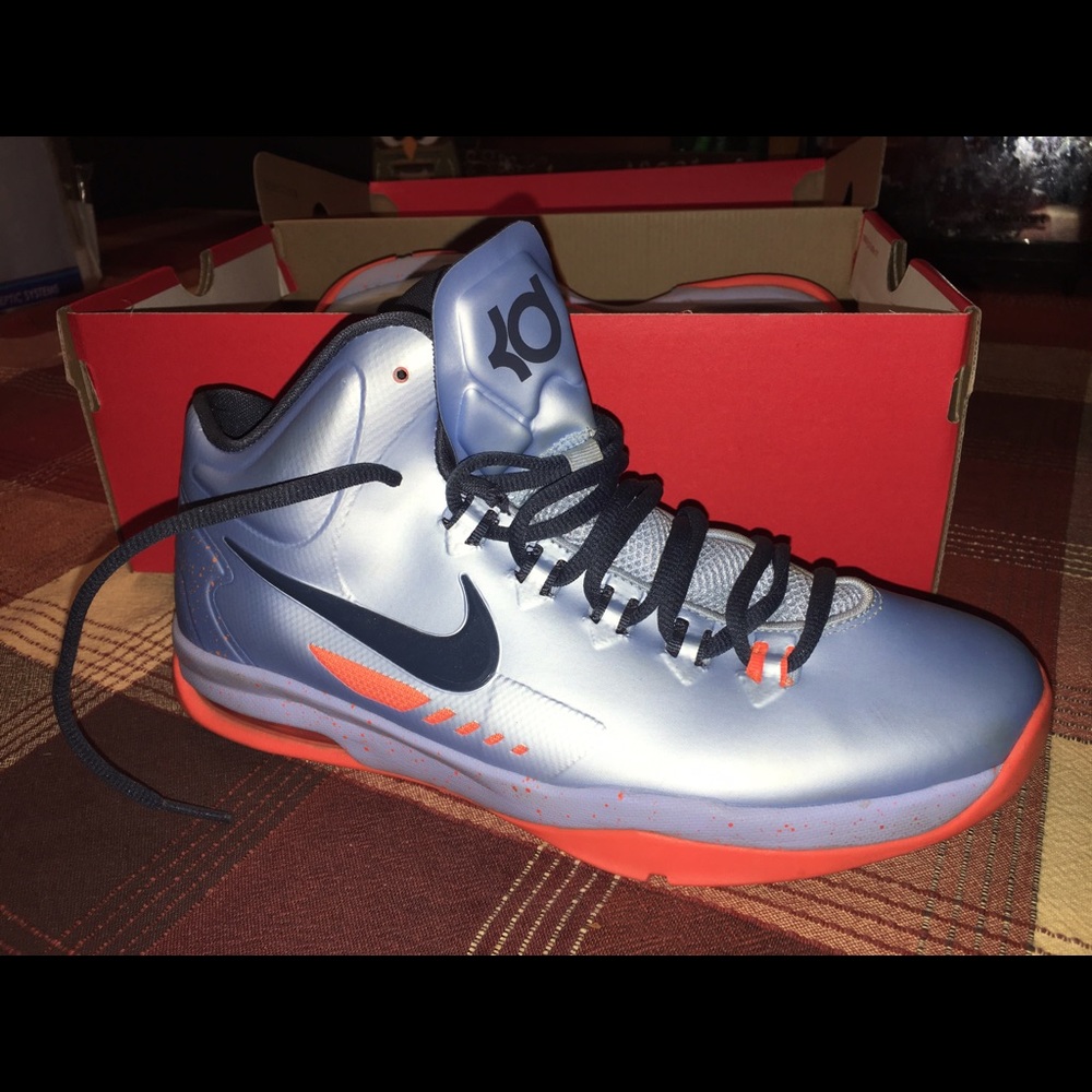 Nike KD shoes, ice blue & orange, size 7