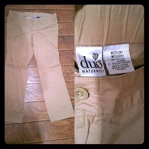 Adjustable waist khaki maternity pants