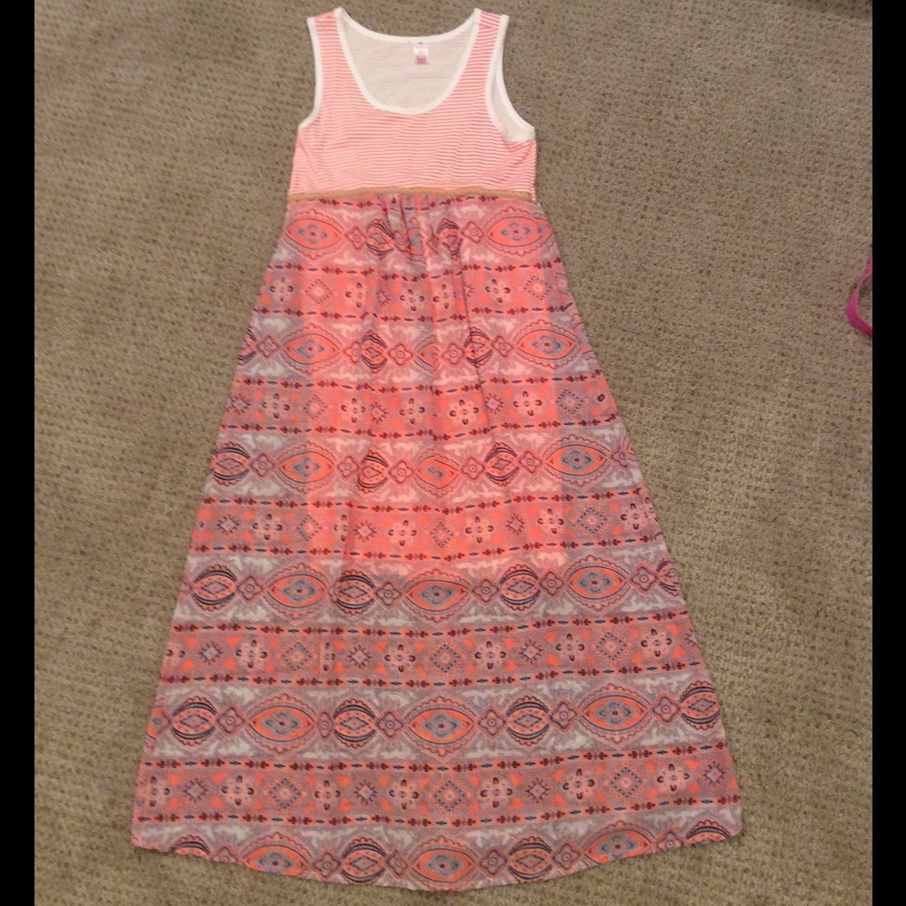A patterned pink dress