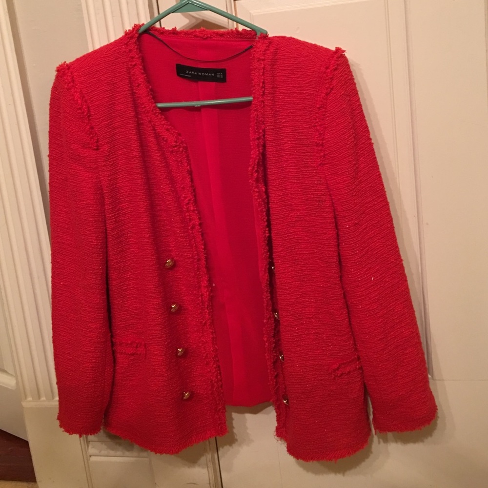 New tweed Zara Red Blazer