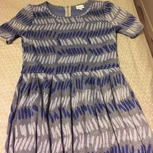 LulaRoe Amelia Dress Gray with Blue