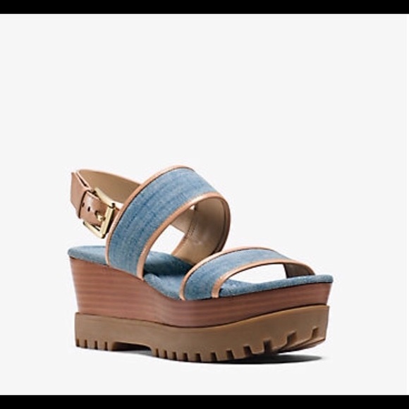 Michael Kors Shoes - MICHAEL MICHAEL KORS WASHED DENIM WEDGES SIZE 6