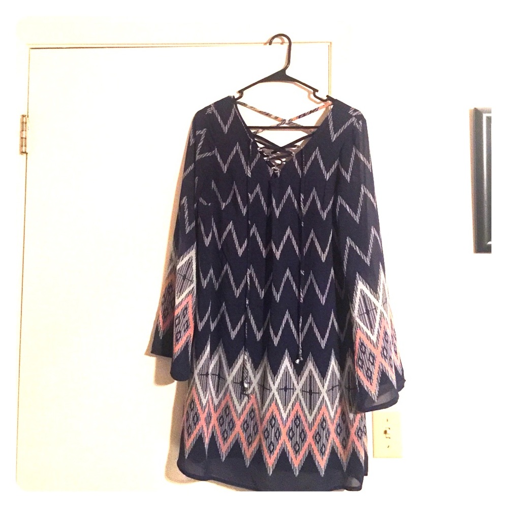 Cute navy blue and pink dress