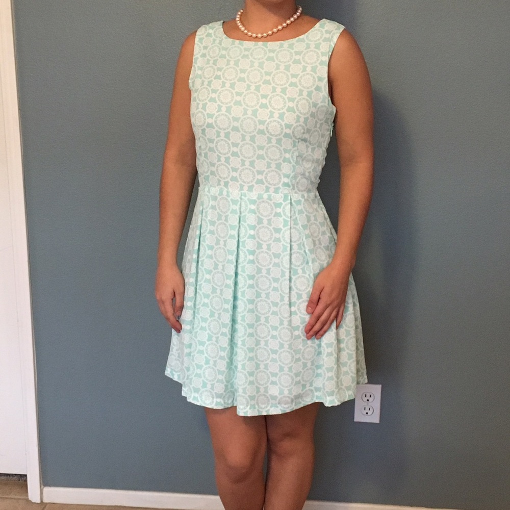 Mint and white dress