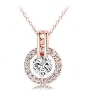 18k Rose Gold/Crystal Circle Pendant Necklace 💎