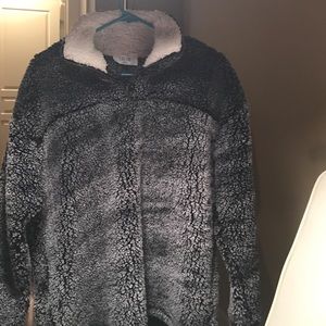 •BOUTIQUE TRUE GRIT SHERPA PULLOVER HALF ZIP•