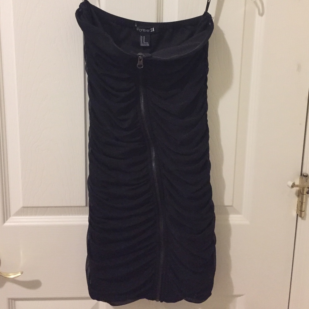 Black Forever 21 Zipper Tube Top Dress - Size M