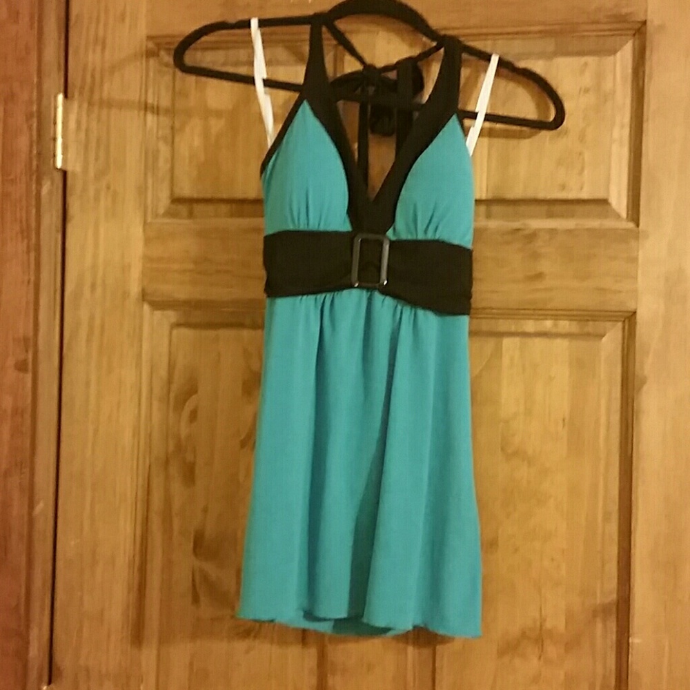 Blue Halter w/ Faux Belt