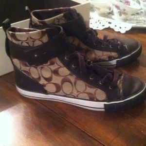 Brown coach hi-top sneakers!