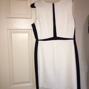 White/Black knee length classy formal dress