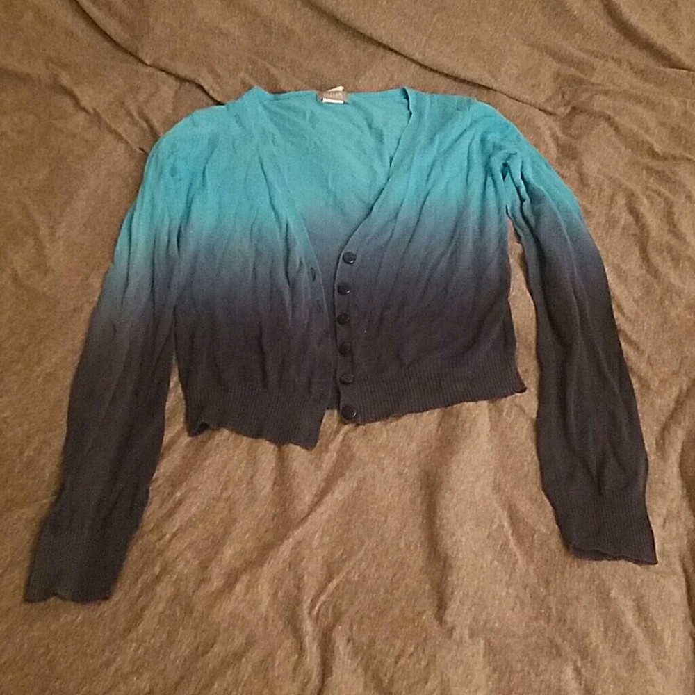 Turquoise and navy dip-dyed Delia's cardigan