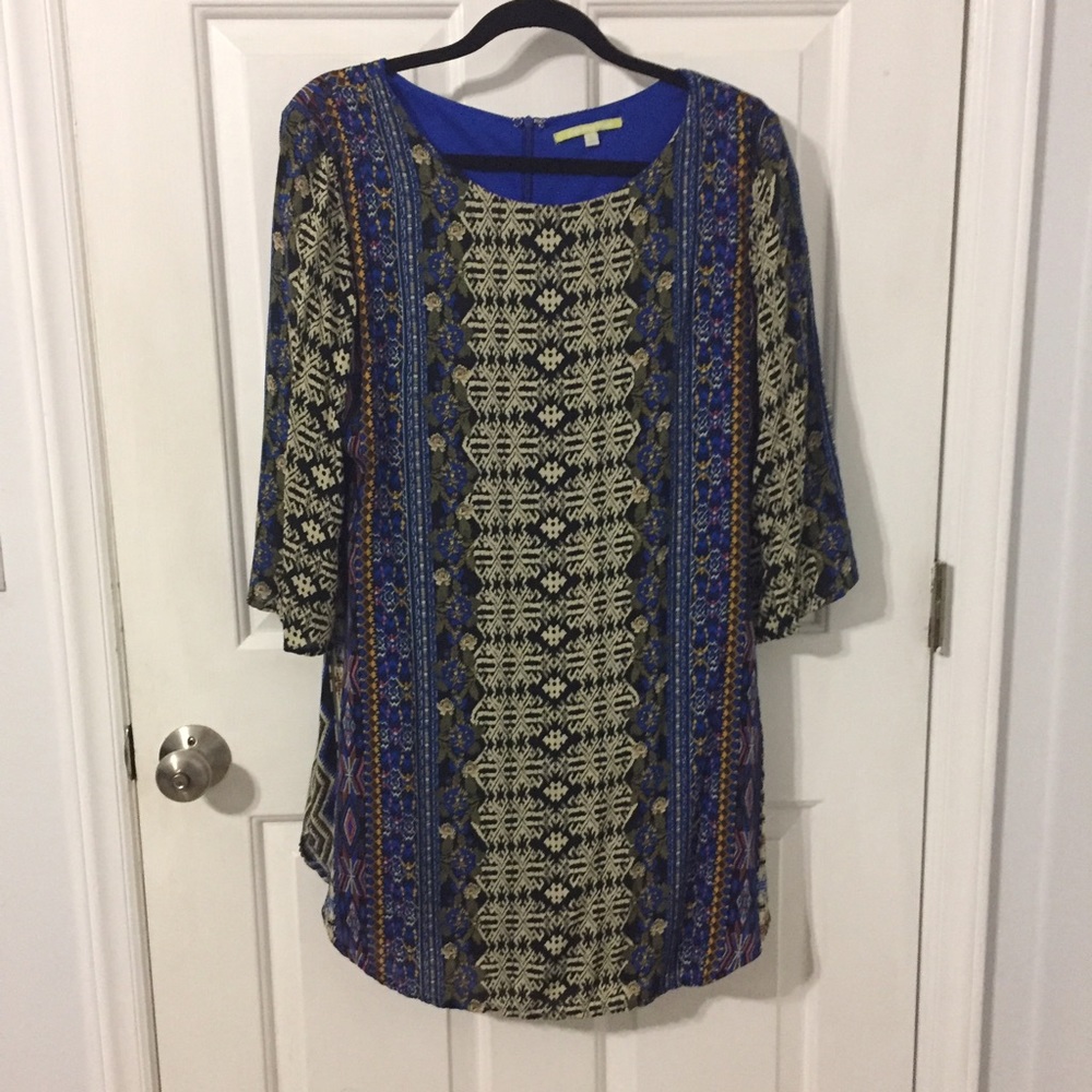 Colorful Gianni Bini Tunic, Ikat-Style Print M/L