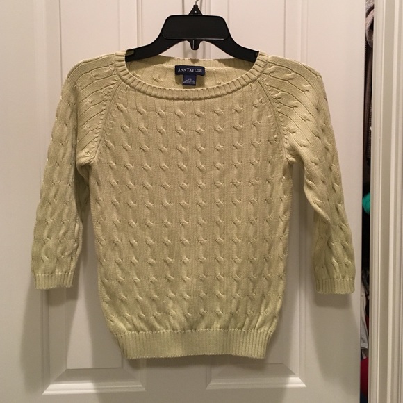 Ann Taylor Sweaters - Ann Taylor 3/4 Sleeve Cable Sweater Light Green