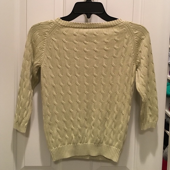 Ann Taylor 3/4 Sleeve Cable Sweater Light Green - Picture 3 of 3