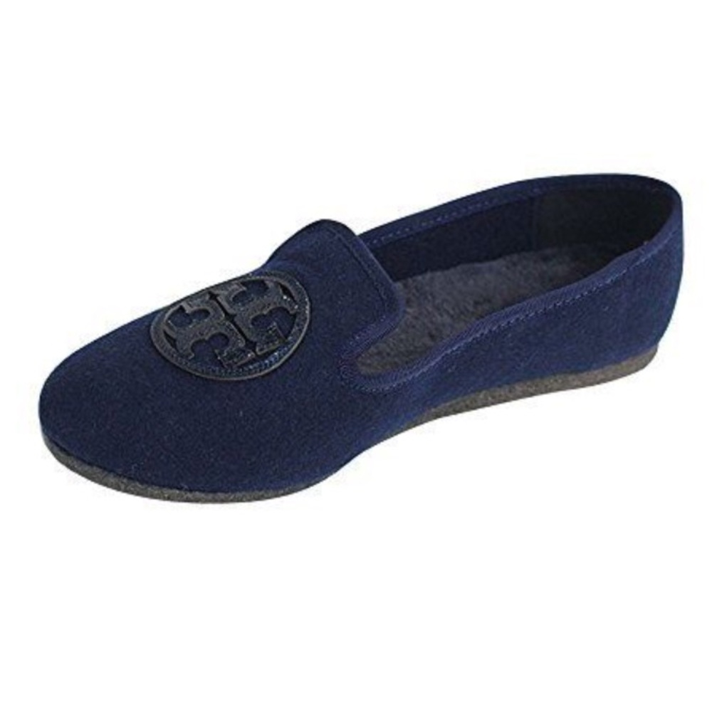 Tory Burch- Navy Blue shoes real fur lining