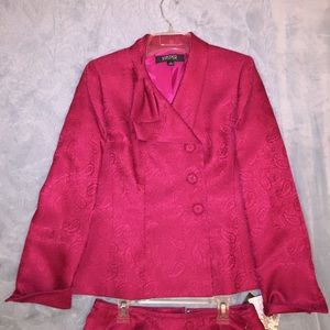 Polyester Coat and Skirt. Maroon/ Red