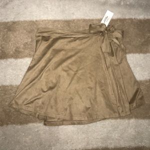 Brown suede tie skirt small