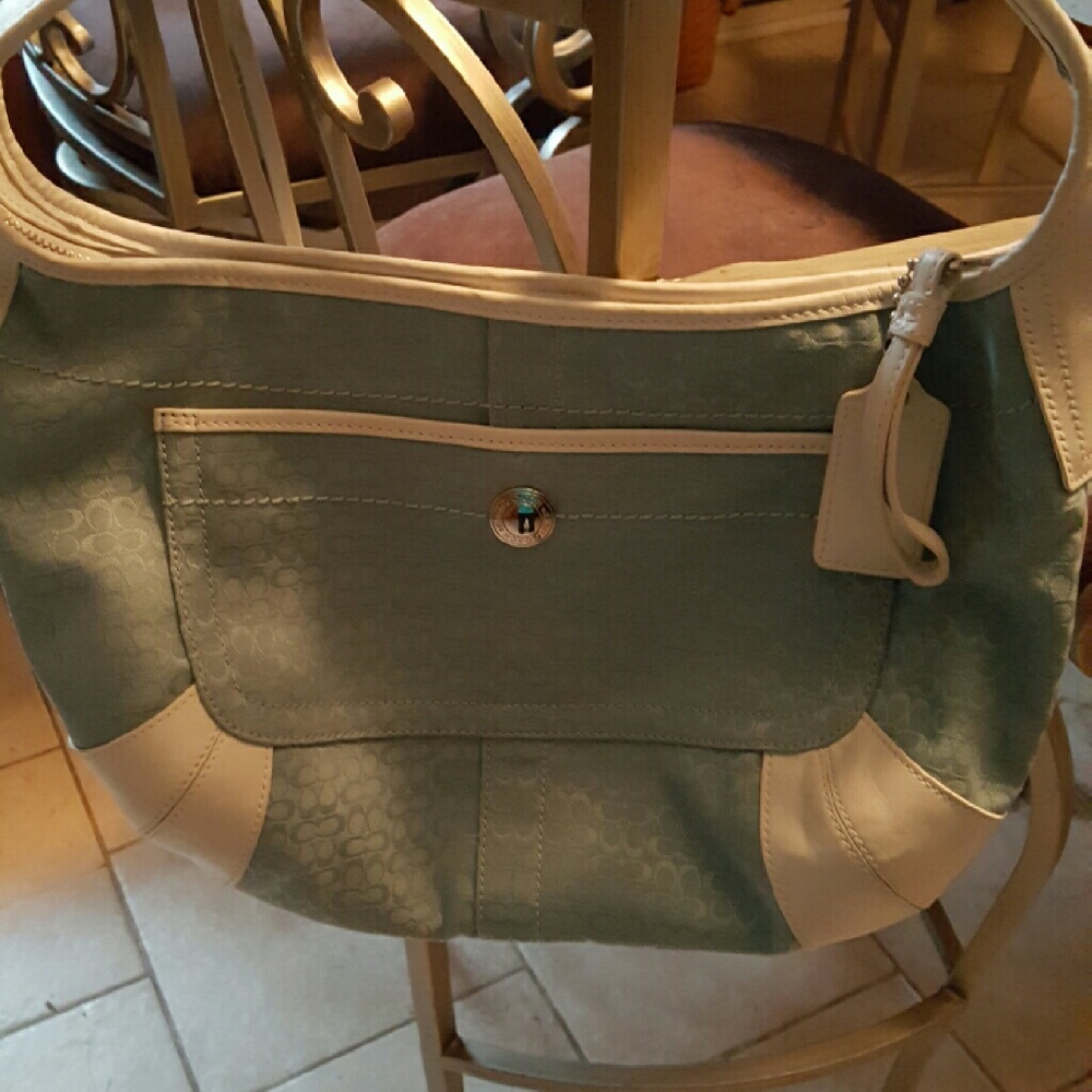 Baby blue coach shoulder bag
