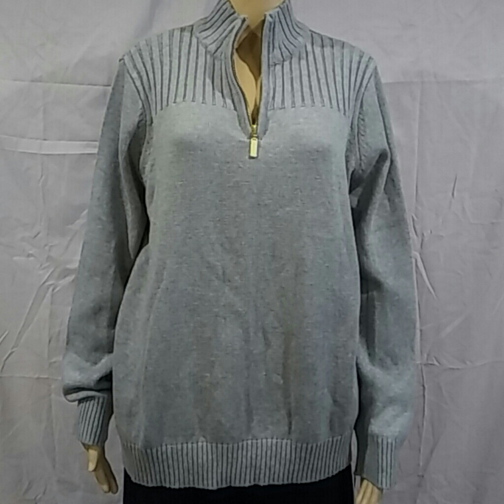 Karen Scott Quarter Zip Mock Neck Sweater