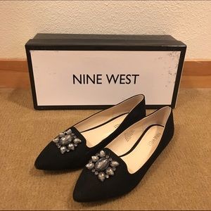 Nine West Black Crystal Flats