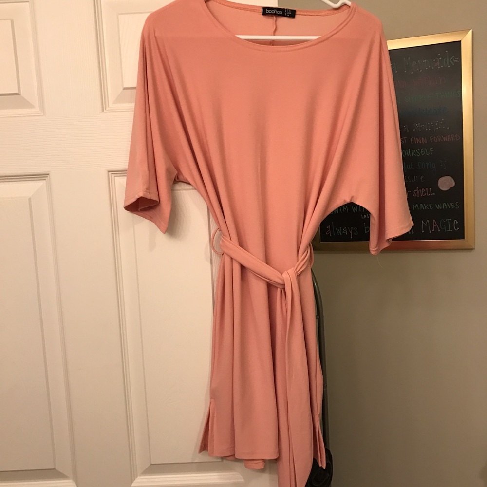 Pink dress with belt