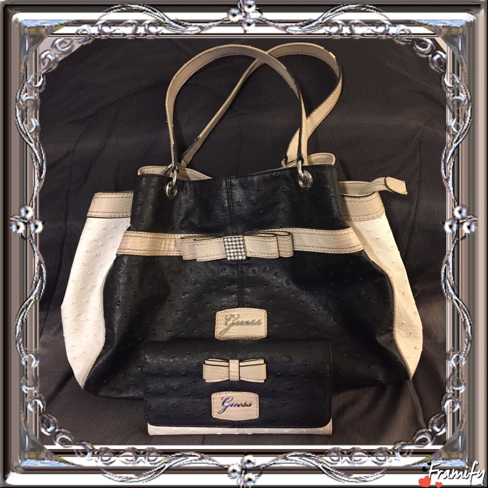 GUESS Black/Tan Purse & wallet Set