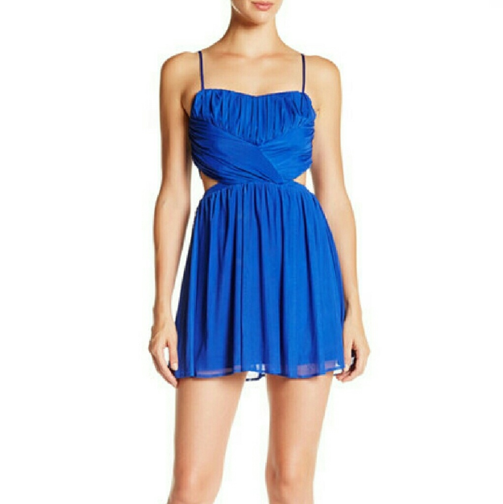 Royal Blue Mini Dress with Cut Outs by Steppin Out