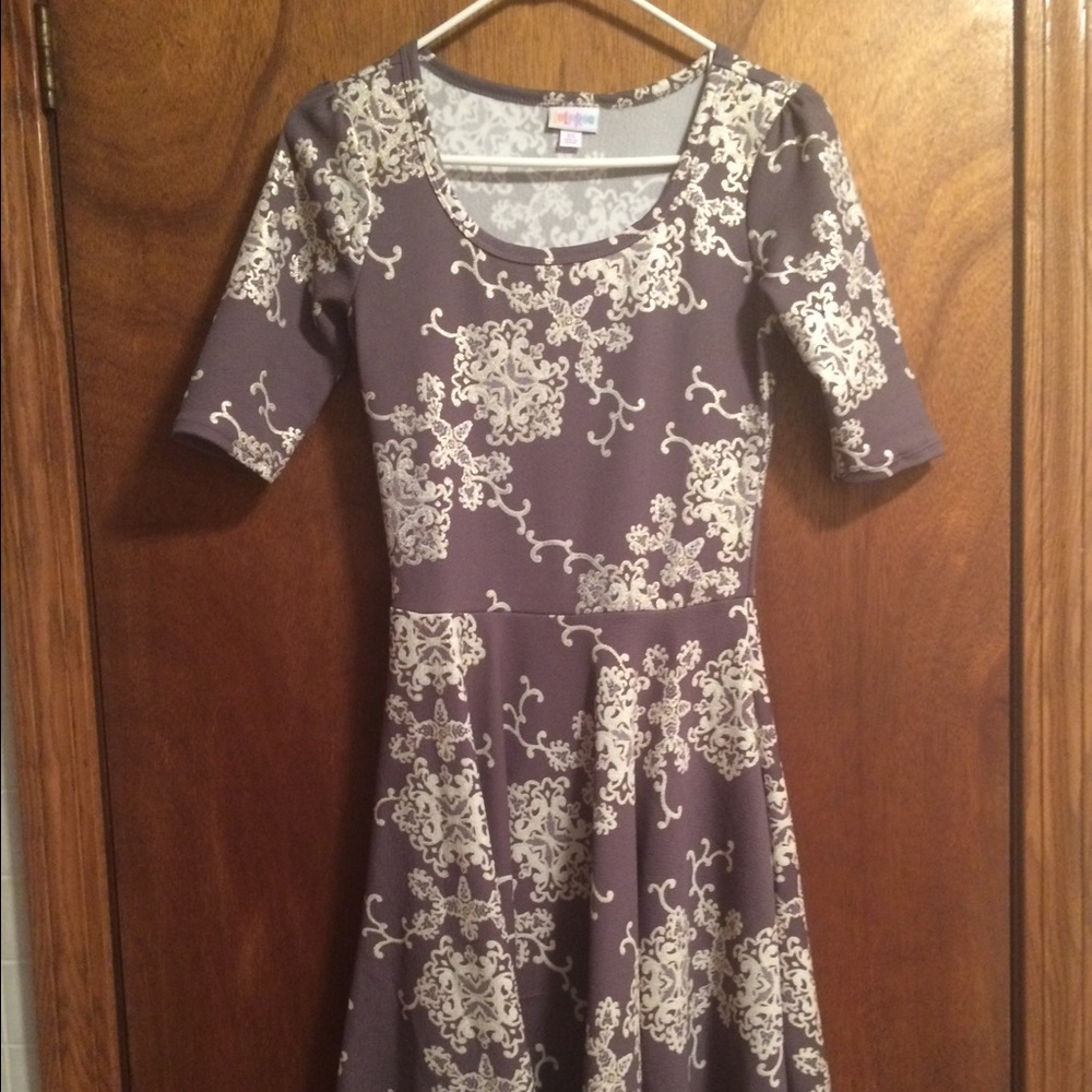 Lularoe XS Nicole grey, silver dress NWOT