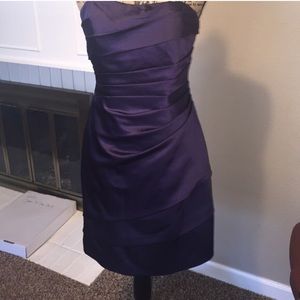 David's Bridal Plum Ruched Dress