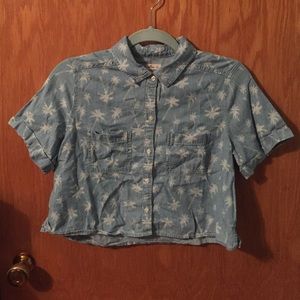 button up, palm tree crop top!