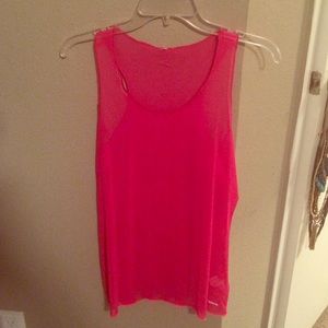 Hot pink sheer Brooks workout  tank