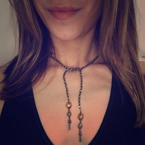 Glass Bead "tie" necklace