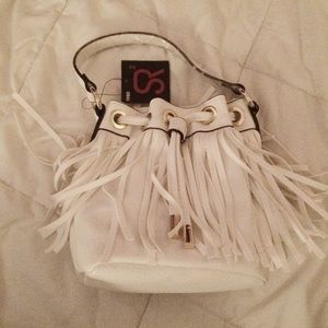 SR Squared 1980 White Fringe Bag
