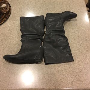 Grey leather boots