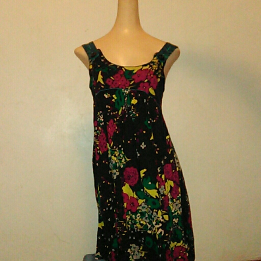 Multi-Colored Flower Pattern Mini Dress Top