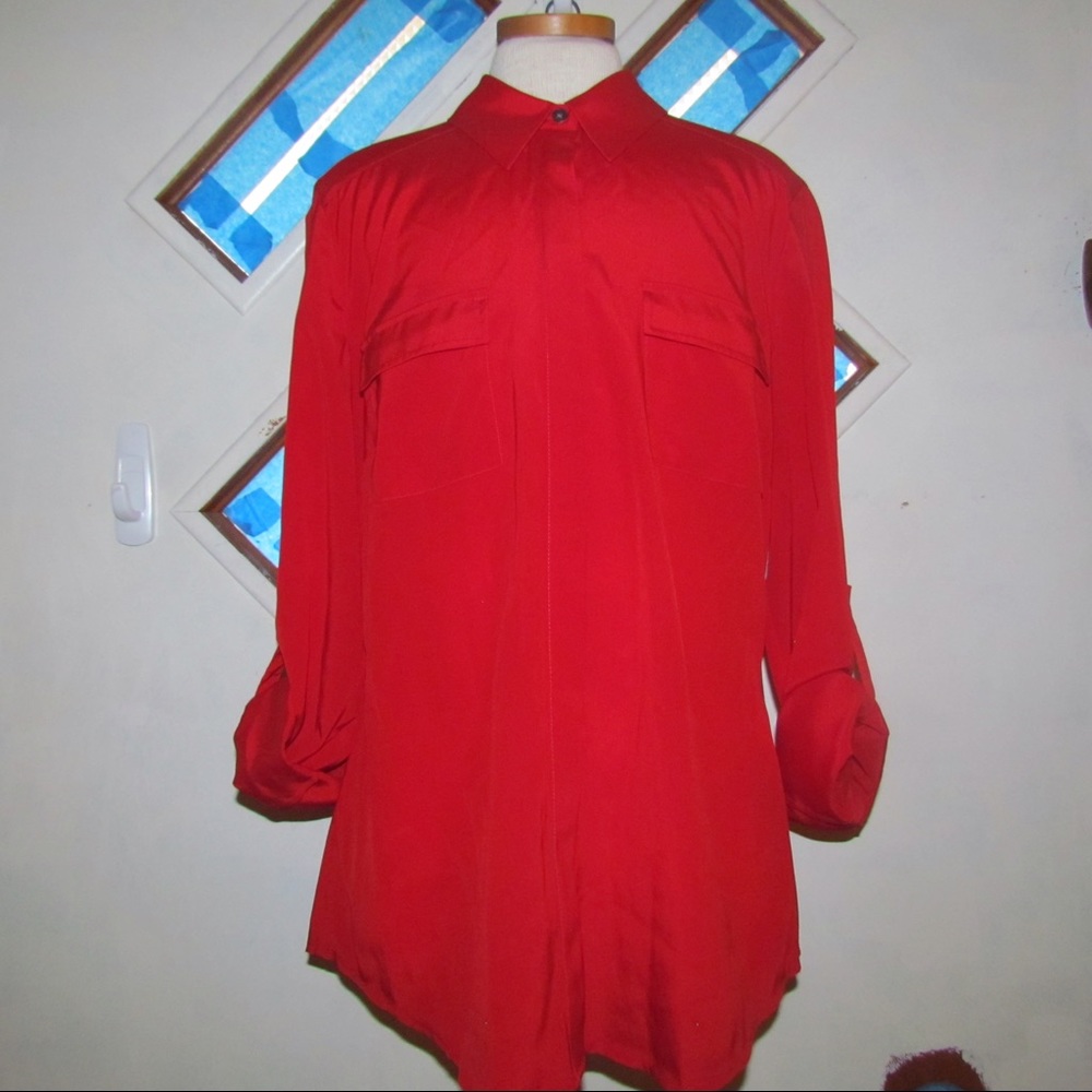 Size 6 Anne Taylor red silk blouse