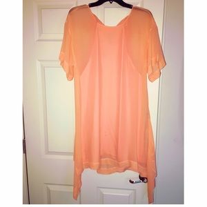 BCBG Maxazaria peach fun flirty flowy dress