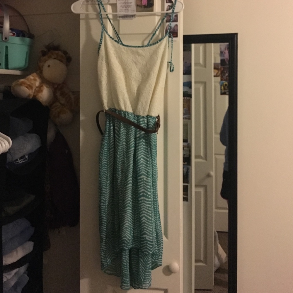 White and green summer dress