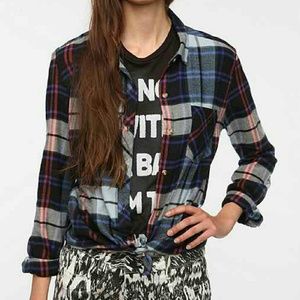 BDG Blue Plaid Button-Down Flannel