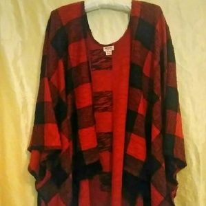 Plaid Flannel Shawl Cape Poncho