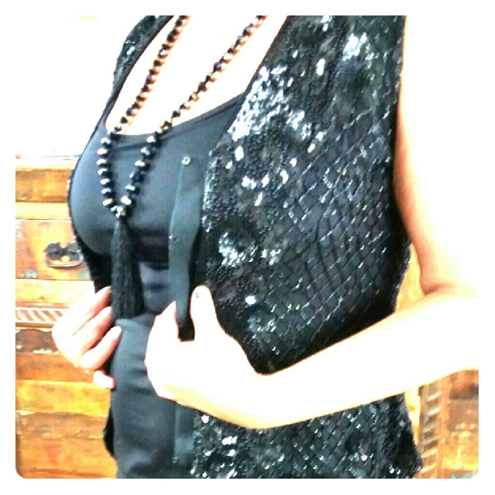 A Beautiful Black Sequined Designer Vest/Top