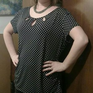 Navy Blue Polka Dot Top / Shirt