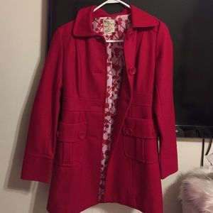 Long wool red jacket