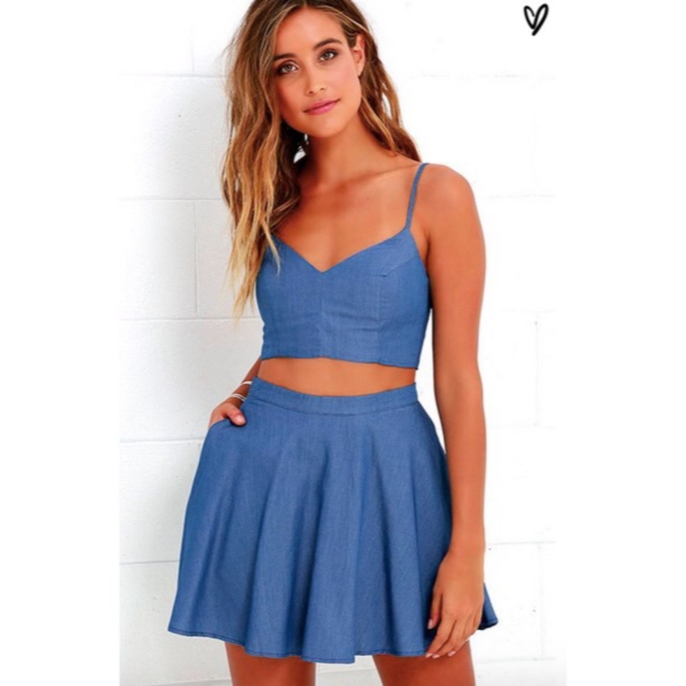 Blue Chambray Two-Piece Set