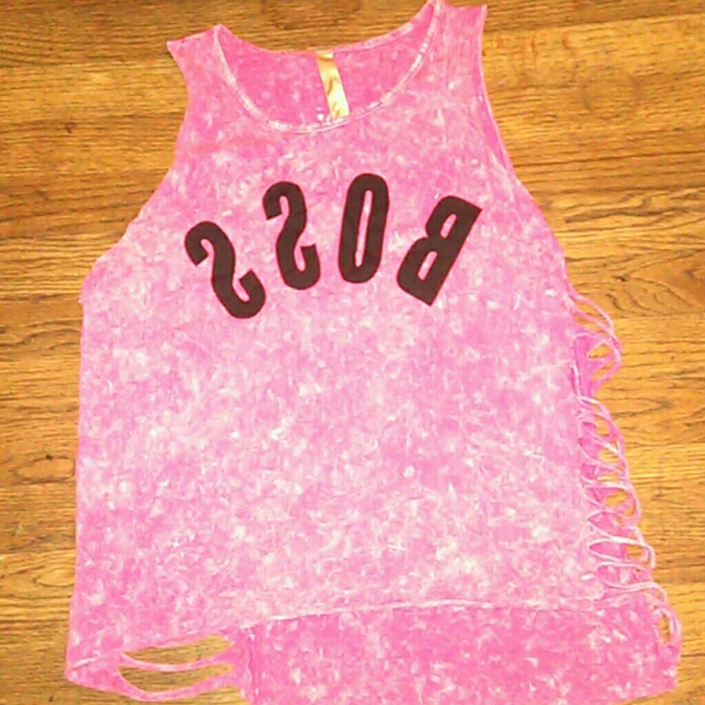 Boss Acid Wash with Slits Down the Sides Tank Top