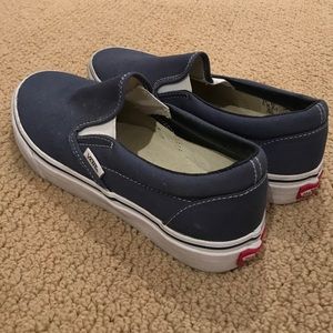 Blue vans slip ons