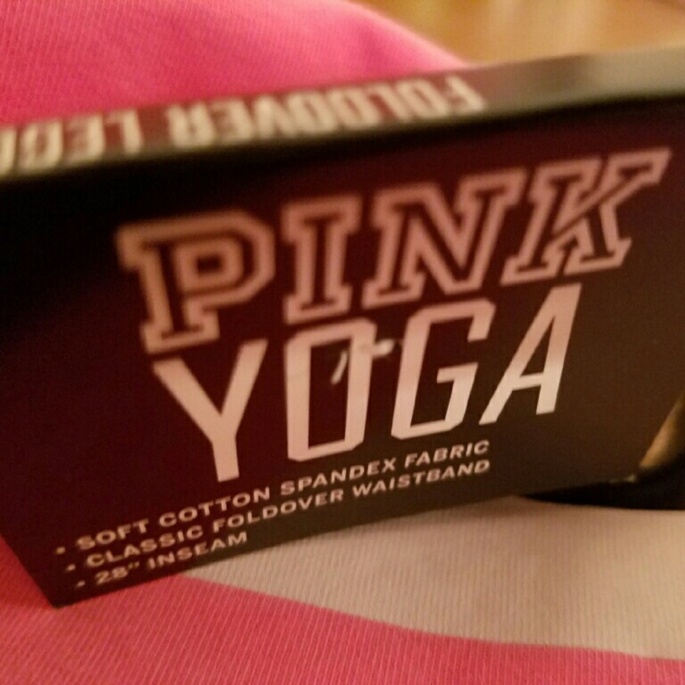 Pink/VS fold over waist yoga pants