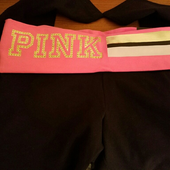 Pink/VS fold over waist yoga pants - Picture 2 of 2