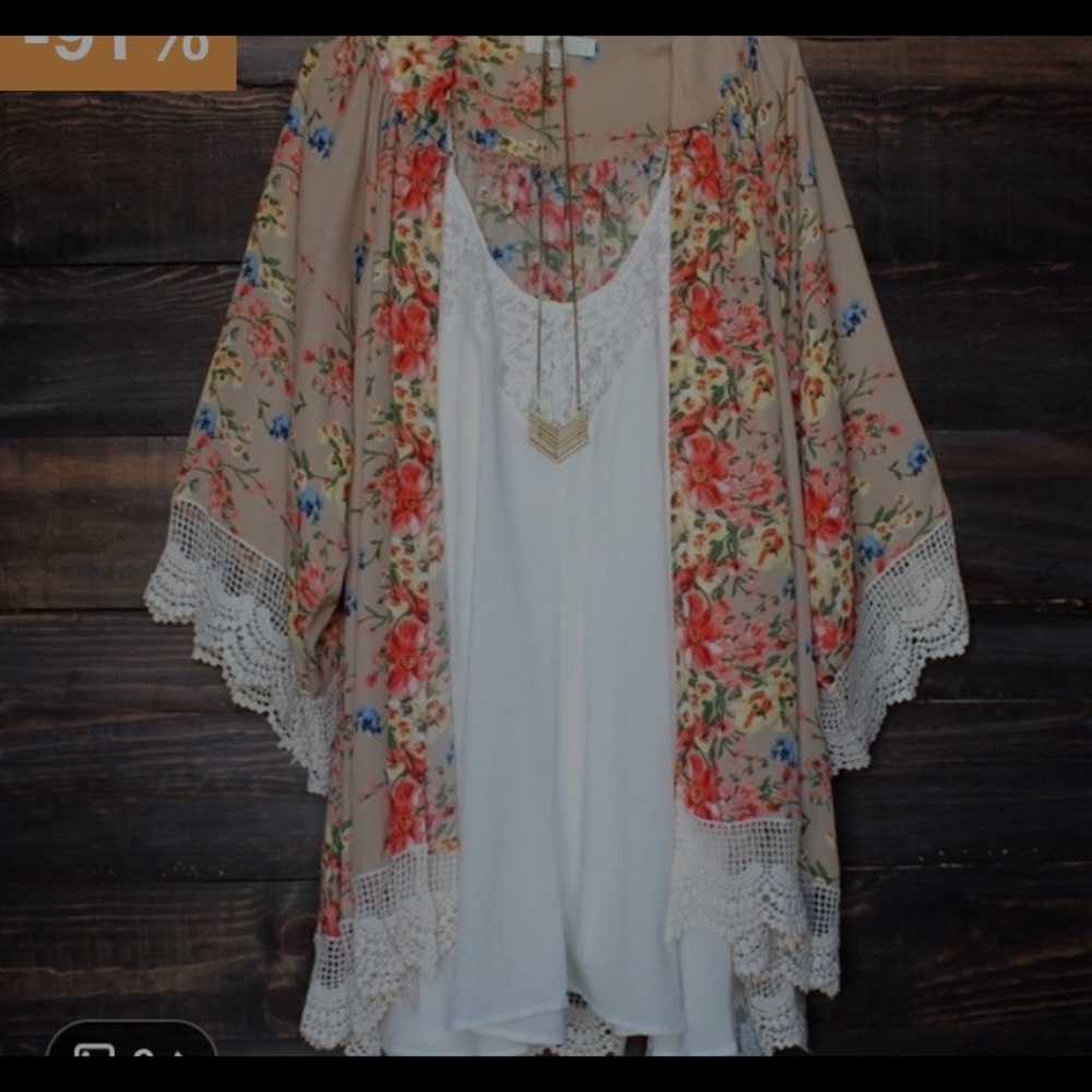 Floral print soft lace cardigan - Picture 1 of 1