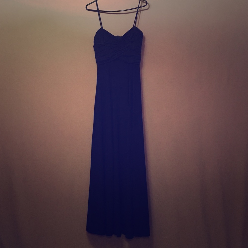Chiffon navy blue formal dress.